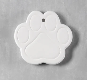 Ceramic Bisque Paw Print Ornament