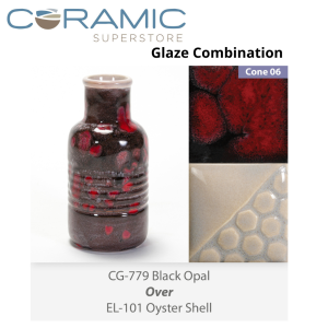 Black Opal - CG779 over Oyster Shell - EL101 Glaze Combination