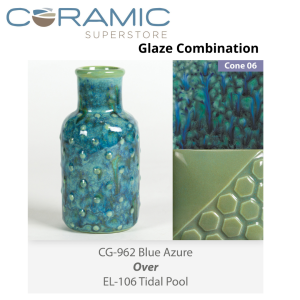 Blue Azure CG962 over Tidal Pool EL106 Glaze Combination