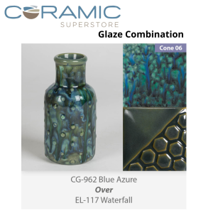 Blue Azure - CG962 over Waterfall - EL117 Glaze Combination