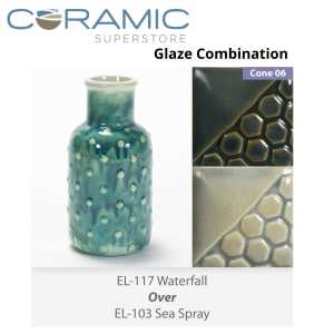 Waterfall EL117 over Sea Spray EL103 Glaze Combination