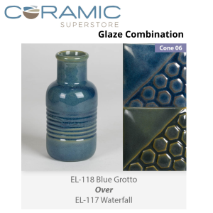 Blue Grotto EL118 over Waterfall EL117 Glaze Combination