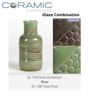 Dark Amethyst EL144 over Tidal Pool EL106 Glaze Combination