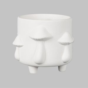Ceramic Bisque Mushroom Footed Container