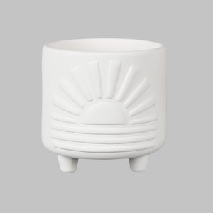 Ceramic Bisque Sun Footed Container