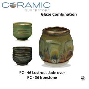 Lustrous Jade PC-46 over Ironstone PC-36 Pottery Cone 5 Glaze Combination