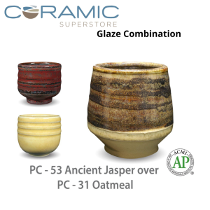 Ancient Jasper PC-53 over Oatmeal PC-31 Pottery Cone 5 Glaze Combination