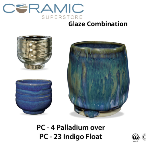 Palladium PC-04 over Indigo Float PC-23 Pottery Cone 5 Glaze Combination