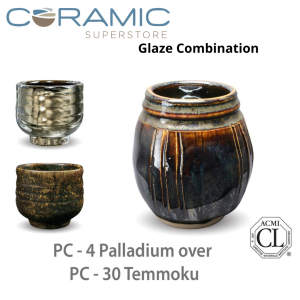 Palladium PC-04 over Temmoku PC-30 Pottery Cone 5 Glaze Combination