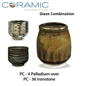 Palladium PC-04 over Ironstone PC-36 Pottery Cone 5 Glaze Combination