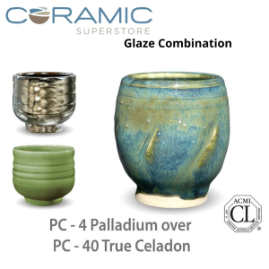 Palladium PC-04 over True Celadon PC-40 Pottery Cone 5 Glaze Combination