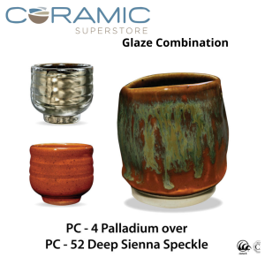 Palladium PC-04 over Deep Sienna Speckle PC-52 Pottery Cone 5 Glaze Combination