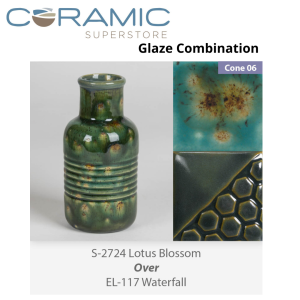 Lotus Bloom - S2724 over Waterfall - EL117 Glaze Combination