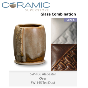 Alabaster SW106 over Tea Dust SW145 Stoneware Glaze Combination