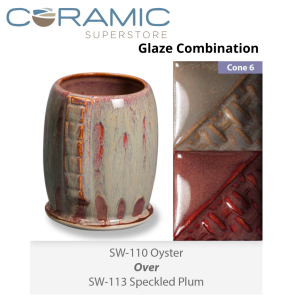 Oyster SW-110 over Speckled Plum SW-113 Stoneware Combination