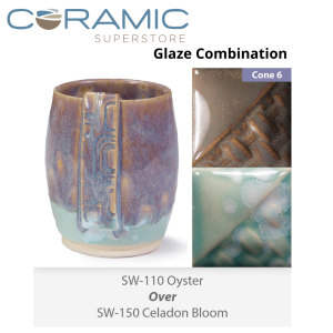 Oyster SW-110 over Celadon Bloom SW-150 Stoneware Combination