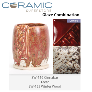 Cinnabar SW-119 over Winter Wood SW-155 Stoneware Combination