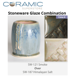 Smoke SW-121 over Himalayan Salt SW-187 Stoneware Glaze Combination