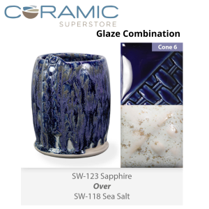 Sapphire SW-123 over Sea Salt SW-118 Stoneware Combination