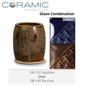 Sapphire SW123 over Tea Dust SW145 Stoneware Glaze Combination