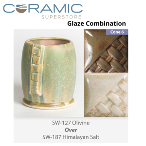 Olivine SW-127 over Himalayan Salt SW-187 Stoneware Glaze Combination