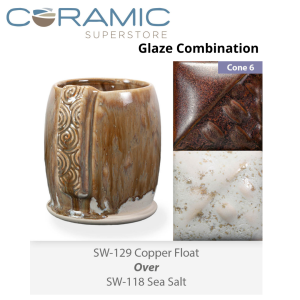 Copper Float SW-129 over Sea Salt SW-118 Stoneware Combination