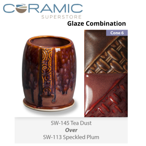 Tea Dust SW-145 over Speckled Plum SW-113 Stoneware Combination