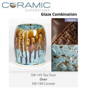 Tea Dust SW145 over Cenote SW189 Stoneware Combination