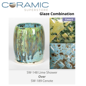 Lime Shower SW148 over Cenote SW189 Stoneware Combination
