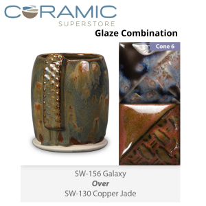 Galaxy SW156 over Copper Jade SW130 Stoneware Glaze Combination