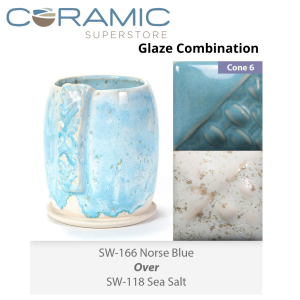Norse Blue SW-166 over Sea Salt SW-118 Stoneware Combination