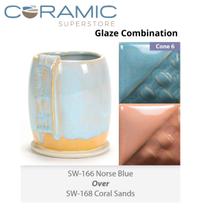Norse Blue SW166 over Coral Sands SW168 Stoneware Combination