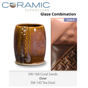 Coral Sands SW168 over Tea Dust SW145 Stoneware Glaze Combination