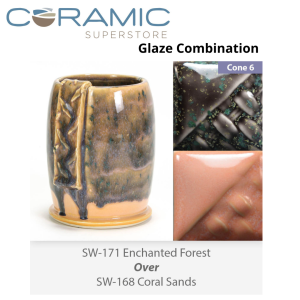Enchanted Forest SW171 over Coral Sands SW168 Stoneware Combination