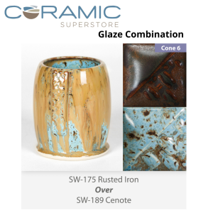 Rusted Iron SW175 over Cenote SW189 Stoneware Combination