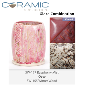 Raspberry Mist SW-177 over Winter Wood SW-155 Stoneware Combination