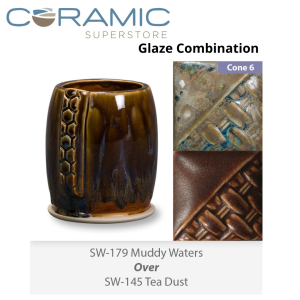 Muddy Waters SW179 over Tea Dust SW145 Stoneware Glaze Combination