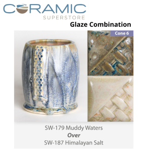 Muddy Waters SW-179 over Himalayan Salt SW-187 Stoneware Glaze Combination