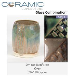 Rainforest SW185 over Oyster SW110 Stoneware Glaze Combination