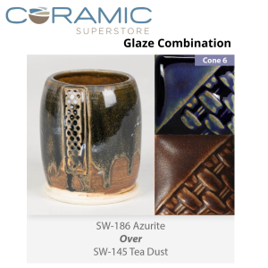 Azurite SW-186 over Tea Dust SW-145 Stoneware Combination