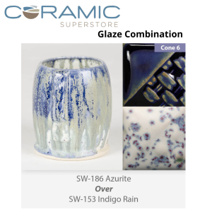 Azurite SW-186 over Indigo Rain SW-153 Stoneware Combination