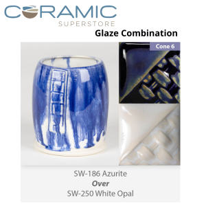 Azurite SW-186 over White Opal SW-250 Stoneware Combination
