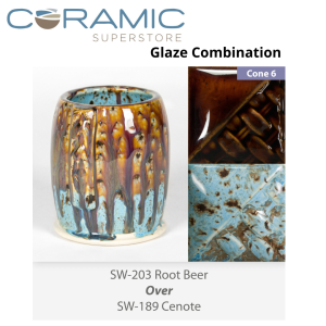 Root Beer SW-203 over Cenote SW-189 Stoneware Combination