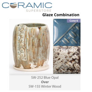 Blue Opal SW-252 over Winter Wood SW-155 Stoneware Combination