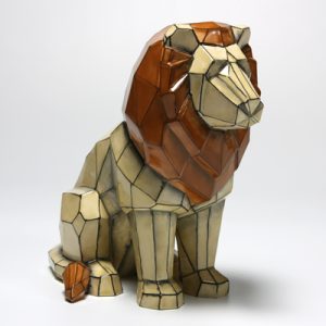Ceramic Bisque Faceted Lion - Case of 2