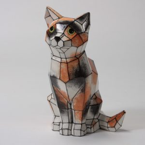 Ceramic Bisque Faceted Cat