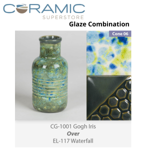 Gogh Iris - CG1001 over Waterfall - EL117 Glaze Combination