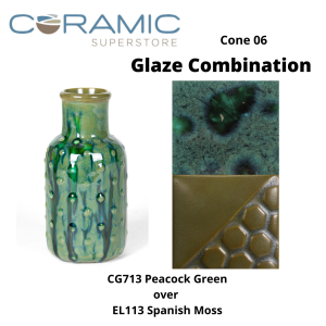 Peacock Green - CG713 over Spanish Moss EL113 Glaze Combination