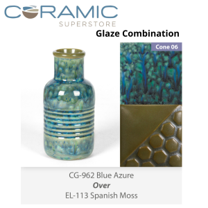 Blue Azure - CG962 over Spanish Moss EL113 Glaze Combination