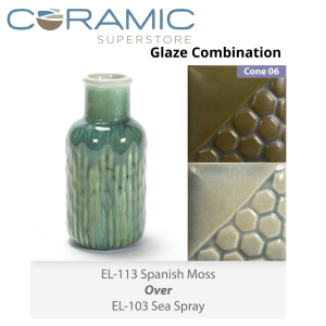 Spanish Moss EL113 over Sea Spray EL103 Glaze Combination